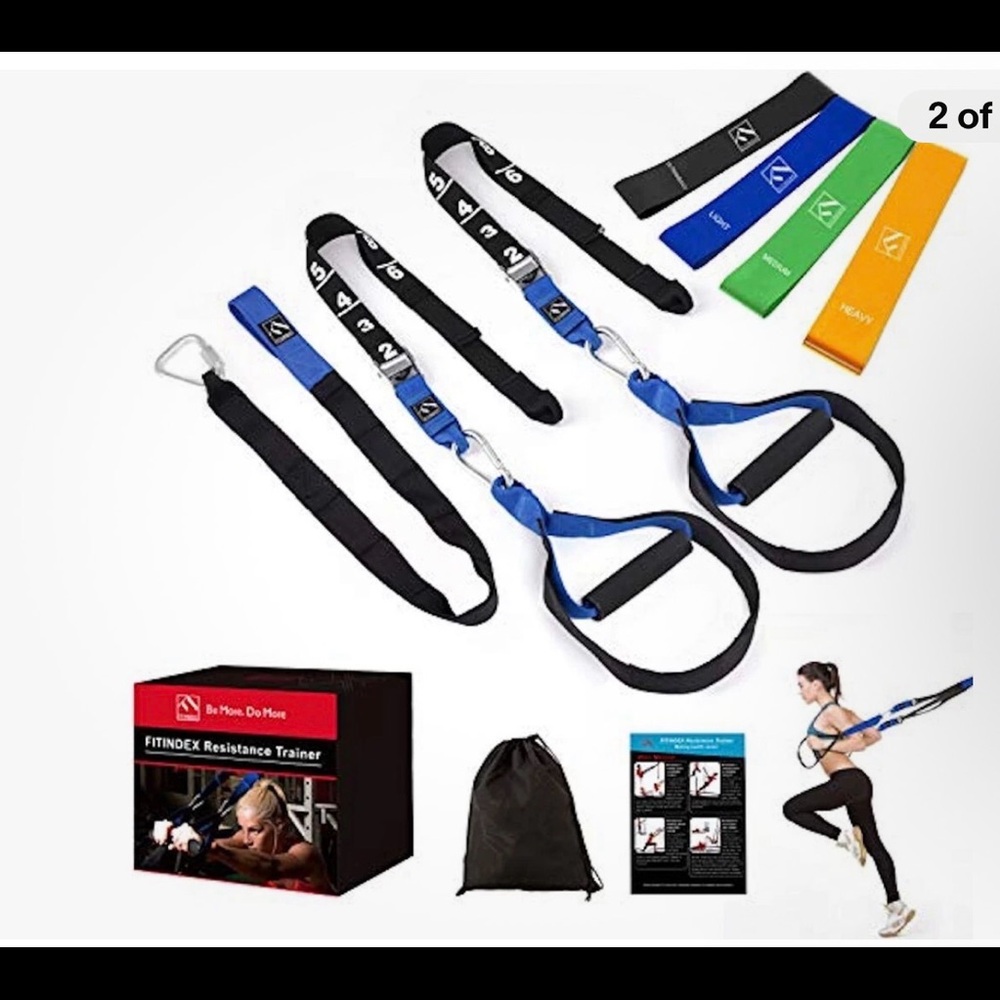 Suspension Trainer - FITINDEX Bodyweight Resistance Trainer Kit Home Workout